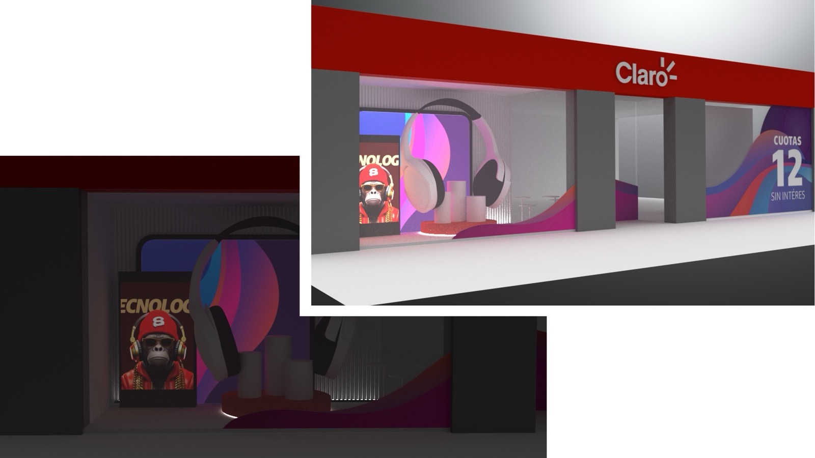 ORO Premios Popai Vidrierismo y Escenografía de Impacto Única. Marcela Seggiaro. Claro.