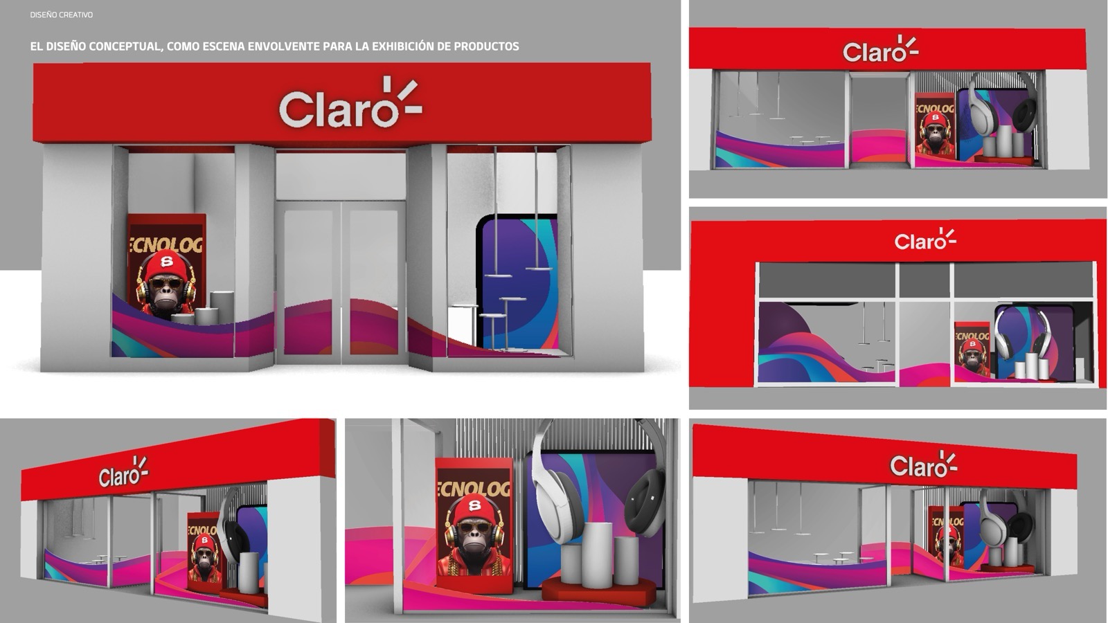 ORO Premios Popai Vidrierismo y Escenografía de Impacto Única. Marcela Seggiaro. Claro.